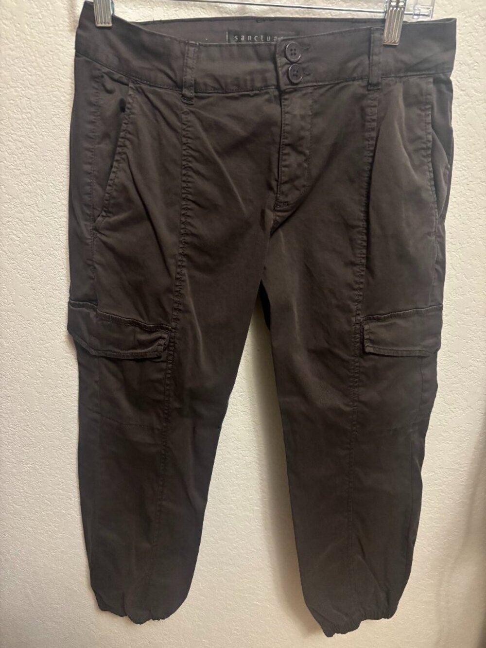 Sanctuary Slim Cargo Pants Charcoal Gray Size ~27 Tapered Leg